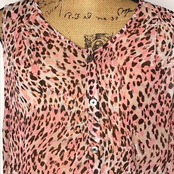 Cabi Size Medium Beguile Semi Sheer Animal Print Tunic-Button Front - Picture 3 of 8